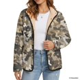 thumbnail image 2 of SCRAWLGOD Women's Stand Collar Jacket Snap Fleece Coat Brown Gray Camo Sherpa Lined Shacket Jacket, Long Sleeve, Snap Button Down Outerwear, with Pockets, Classic Winter Outfits, 6X-Large, 2 of 8