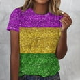 thumbnail image 2 of FAIWAD Tops for Womens Short Sleeve Round Neck Tunic Tops Going Out Color Block Party Basic Blouses, 2 of 3