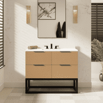 Mia 42" Bathroom Vanity with Blonde Cabinet and Matte White Top