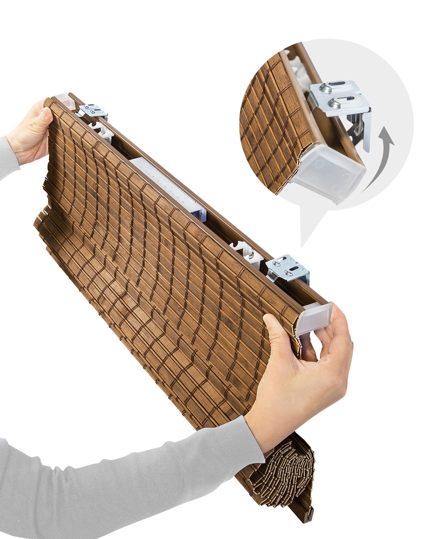 Chicology 35"W x 64"H Pinecone Cordless Bamboo Shades, Natural Woven Wood, Light Filtering, Safe for Kids & Pets