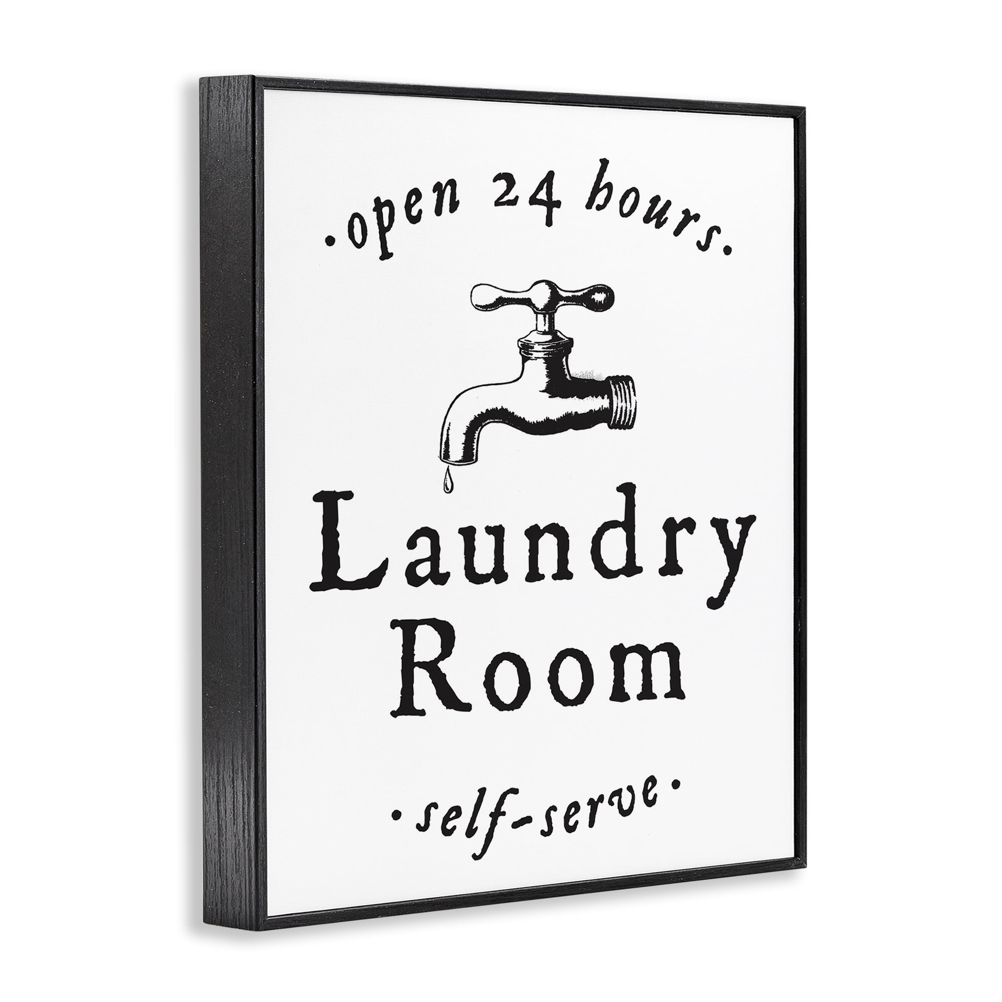 Stupell Industries Self Serve Laundry Typography Painting Black Framed Art Print Wall Art, 24 x 30