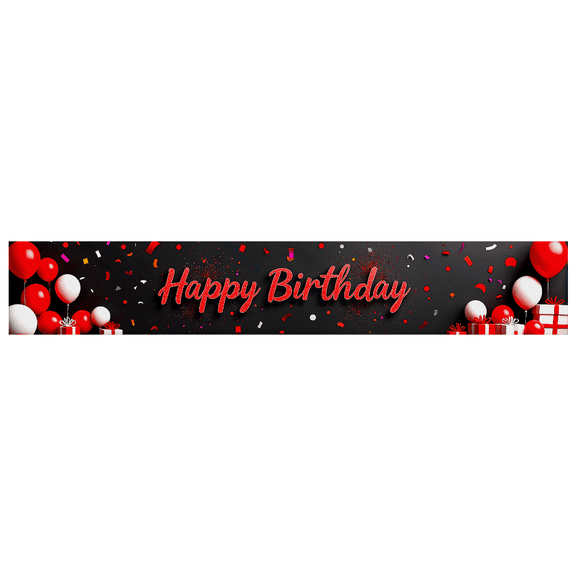 Happy Birthday Banner Red Balloons and Gifts Black Backdrop Party Decorations Photo Props Birthday Celebration Event Supplies Background