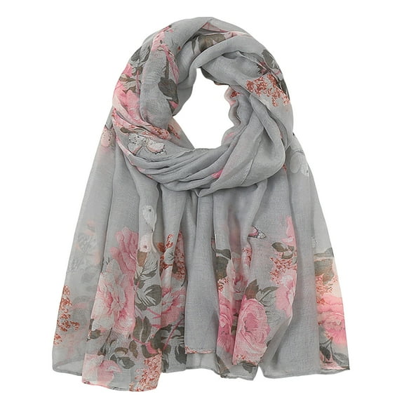 zicth Silk Scarves Printed Foral Long Scarf Muslim Headscarf Thin Summer Scarf Silk Scarf