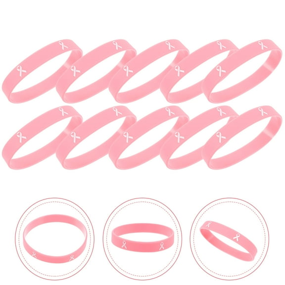 LULULION 20pcs Baby Shower Rubber Bracelets Pink Silicone for Women Support Symbol