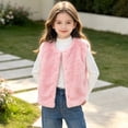 thumbnail image 6 of Lutiedan Girls Faux Furs Vest Kids Sleeveless Button Down Fluffy Coat Fleece Warm Layering Winter Waistcoat 18M-13Y,Pink, 6 of 7