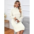 thumbnail image 2 of LANPULUX White Sweater Dresses Long Sleeve Dresses for Women Turtleneck Sweater Dresses Knit Dresses Ribbed Dresses, 2 of 6
