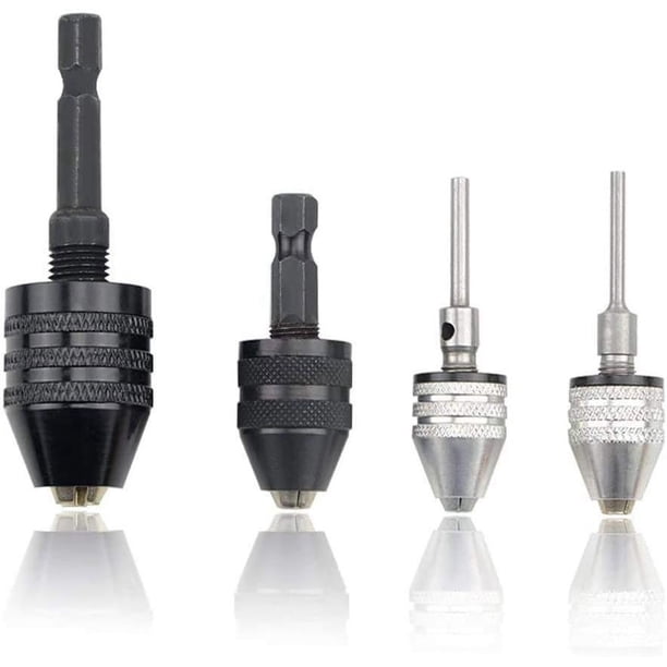 Adaptador de cambio rápido de portabrocas sin llave, vástago hexagonal de 1/4 ", juego de mandriles de taladro de vástago redondo de 1/8" y 1/16 ", 4 Uds.