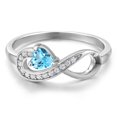 thumbnail image 3 of Gem Stone King 925 Sterling Silver Swiss Blue Topaz Infinity Ring for Women (0.44 Cttw, Heart Shape 4MM, Gemstone November Birthstone, Size 8), 3 of 6