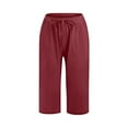thumbnail image 4 of Lindreshi Linen Pants Women Capris Fashion Women Summer Casual Loose Pockest Elastic Waist Trousers Capris Pants, 4 of 8
