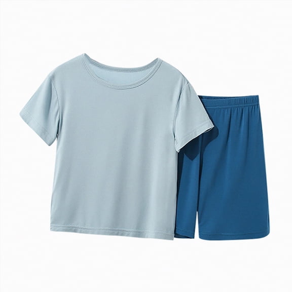 Hessimy Girls Summer Outfits Toddler Baby Girls Short Sets 2 Piece Clothing Set Flutter Sleeve T Shirt and Short,Flutter Sleeve(Blue,7-8 Years)