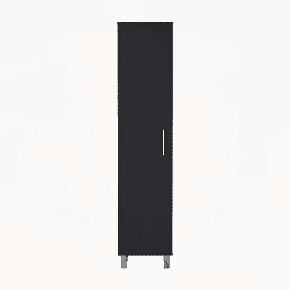 Black Single-Door Storage Cabinet with 5 Shelves – Ideal for Garage & Home Organization