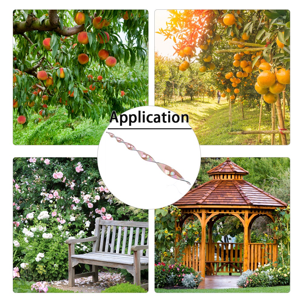 Tebru 4Pcs Garden Spiral Rotating Bird Repeller Hanging Reflective Bird