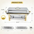 thumbnail image 5 of 4 Pack Chafing Dish Buffet, 8 Qt Stainless Steel Chafer Buffet Servers and Warmers Sets with Lid Folding Frame, Rectangular Chafing Dishes for Parties, Weddings, Catering Events, Silver, 5 of 7