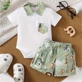 thumbnail image 2 of CAICJ98 Toddler Baby Boy Summer Clothes 0 3 6 12 18 Months Boys Outfits Soft Cotton Short Sleeve Romper Top and Shorts Set (White,3-6 Months), 2 of 7
