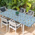 thumbnail image 2 of Spring Flowers Table Cloths for 8 Foot Rectangle Tables, Pink Yellow Wildflowers Pastoral Botanical Blue Patio Waterproof Elastic Fitted Tablecloths, Washable Rectangular Table Cover for Camping, 2 of 8