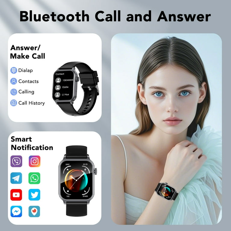Tikland Smart Watches for Men Women, Smartwatch Fits for iPhone