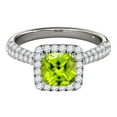 thumbnail image 2 of Rings for Women 0.98 Carat Diamond and Cushion Cut Peridot Ring pave 10K White Gold, 2 of 5