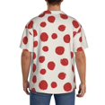 thumbnail image 3 of Balery Abstract Red Polka Dot Camisa Casual de Manga Corta con Botones para Hombre, Texturizada, Estilo Cubano, para Playa, Verano-XX-Large, 3 of 5