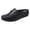 Black, variant on Women's Leather Metal Buckle Mules Casual Comfortable Round Toe Backless Slip on Flat Clogs Lightweight Daily Work Walking Slides Shoes Black Size 10