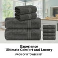 thumbnail image 6 of Casa Lino 8Pc Premium Bath Towel Set (2 Bath Towels, 4 Washcloths, 2 Hand Towels) - 100% Cotton, 400GSM & Ultra Absorbent (Smokey Grey), 6 of 6