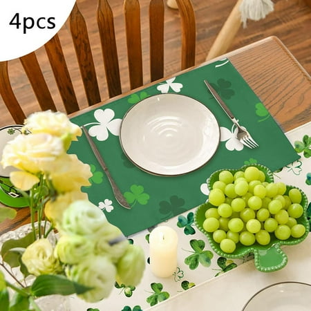 

Dining Table Set round Table Place Mats 4 Cork Mats Rectangle round Table Mats Teal Outdoor Table Setting for 6 4PCS St. Patrick s Day Placemat Green Table Decoration Non Insulated Linen Table