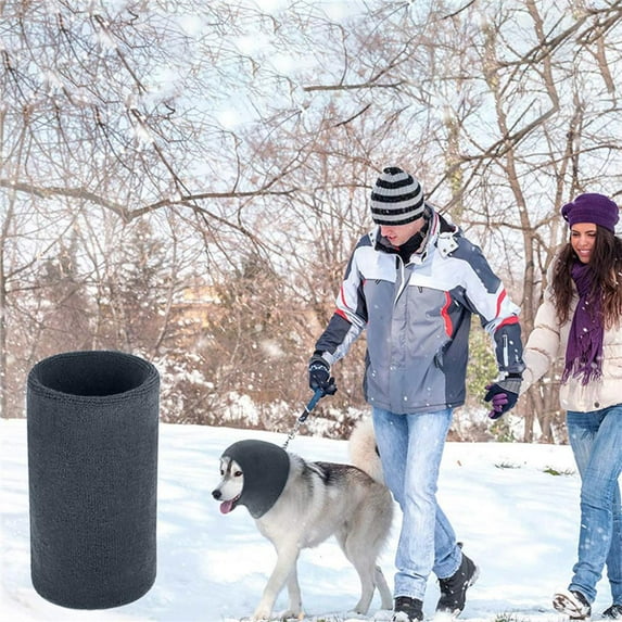 Dog Snood Ear Cute Dog Neck Headwear Dog Ears Neck and Ears Warmer for Grooming Bathing Blow Drying Dog - Gray, L L