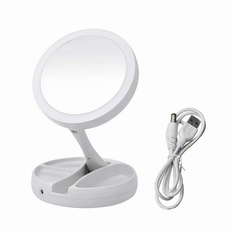 D5 Portable Mini Makeup Mirror with LED Lights Compact Pocket USB  Chargeable Folding Makeup Tables Mirror Cosmetic Selfie Light