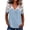 Blue, variant on hlysgo Women's Lace V-Neck T-Shirts Short Sleeve Loose Fitting Tunic Basic Tops Summer Lightweight Shirts Black,M