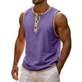 thumbnail image 5 of Utoimkio Cotton Linen Workout Tank Tops for Men Oversized Henley Crewneck Sleeveless T Shirts Solid Button Gym Muscle Tanks Size S-3XL, 5 of 8