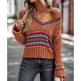 thumbnail image 3 of Suéter Colorblock, Suéter Casual Con Cuello En V, Mangas Largas Simples De Punto Para La Oficina ANGGREK Otros, 3 of 6