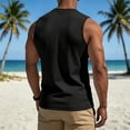 thumbnail image 5 of Men's Ribbed Knit Sleeveless Tank Top, Lace up Stand Collar Casual Athletic Vest, Stretch Slim Fit Fashion Summer Beach Shirt Black, 5 of 9