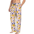 thumbnail image 3 of Mens Pajama Pants - Soft Sleep & Lounge Pants for Men, Cute Pineapple Blue Flower Cuteness Casual PJ Bottoms Pants with Pockets, 3 of 5