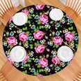 thumbnail image 2 of Round Fitted Tablecloth with Elastic Edges Fits 36"-44" Round Tables Pioneer Colorful Floral Waterproof Table Cover Washable Indoor and Outdoor for Party Kitchen Dinner Banquet Patio Picnic, 2 of 7