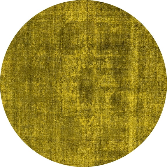 Ahgly Company Indoor Round Oriental Yellow Industrial Area Rugs, 4' Round