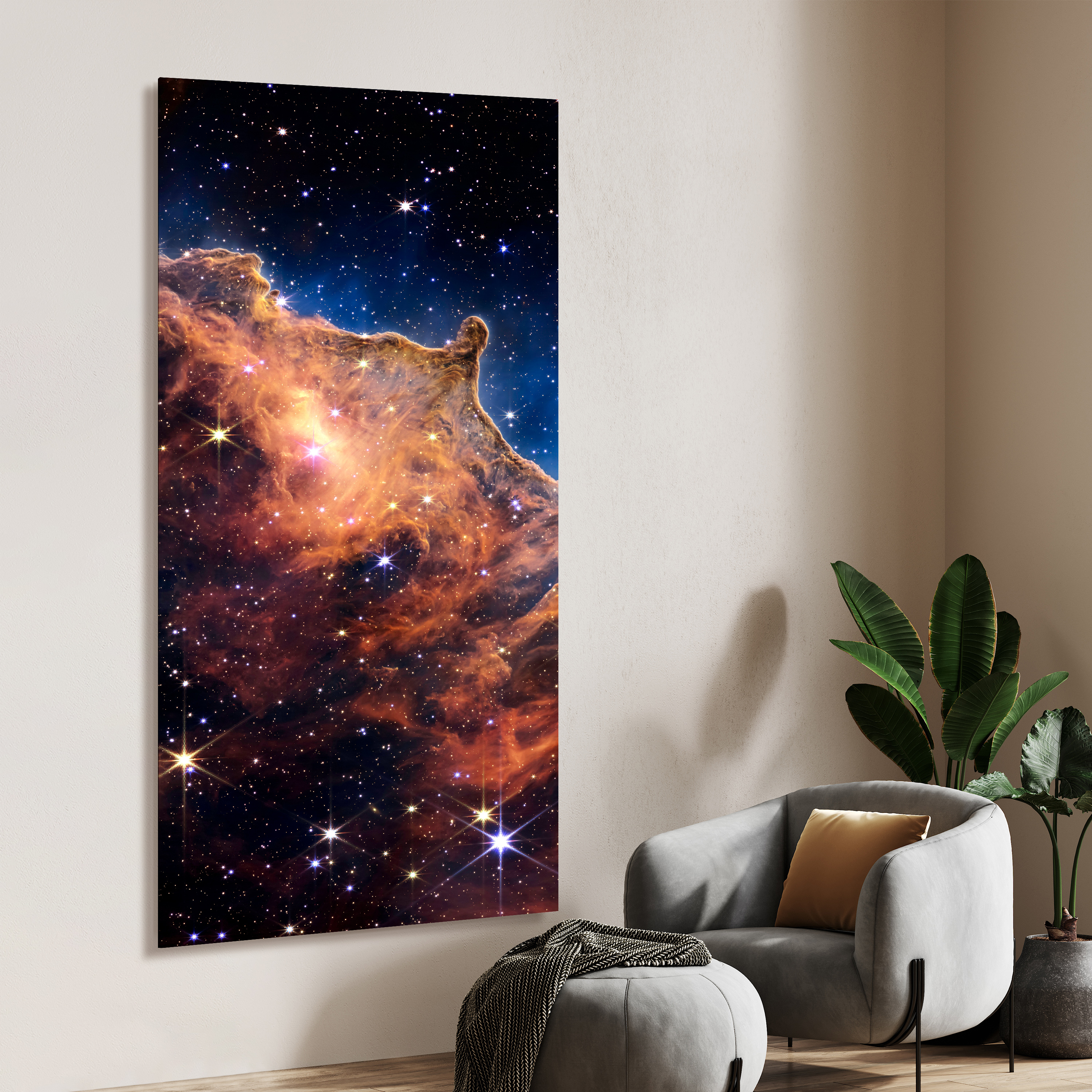 "Mountains of the Carina Nebula A" Frameless Free Floating Reverse Printed Tempered Glass Wall Art