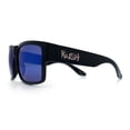 thumbnail image 6 of Mens Kush Graffiti Logo Thick Arm Rectangle Horn Rim Plastic Sunglasses Black Silver - Blue Mirror, 6 of 8