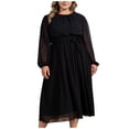 thumbnail image 1 of Birdeem Robes Mode Femme Automne Couleur Unie Manches Longues Col Rond Taille Ajustée, 1 of 12