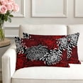 thumbnail image 3 of Set of 2 Floral Pattern Pillow Covers 12x20 Inch, Outline White Red Chrysanthemum Graphic Decorative Throw Pillow Cases Cotton Cushion Covers for Sofa Couch Bed Living Room Bedroom Home Decor, 3 of 9