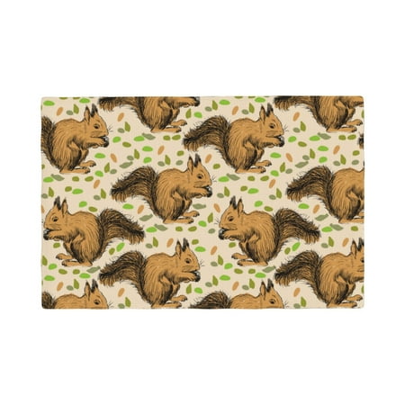 

Placemats Set of 4 Cute Squirrel with Green Leaves Heat Resistant Non - Slip Place mats Waterproof table mat for Kitchen Dining-6片装