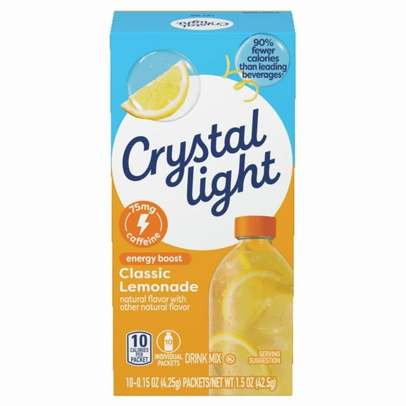 Crystal Light Energy Boost Drink Mix -Classic Lemonade, 10 ct, 1.5 oz, Pack of 2