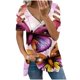 thumbnail image 1 of Elegante blusa estampada con cuello en V para mujer, camiseta suelta de manga corta con cremallera OAVQHLG3B Store  lin121212, 1 of 4