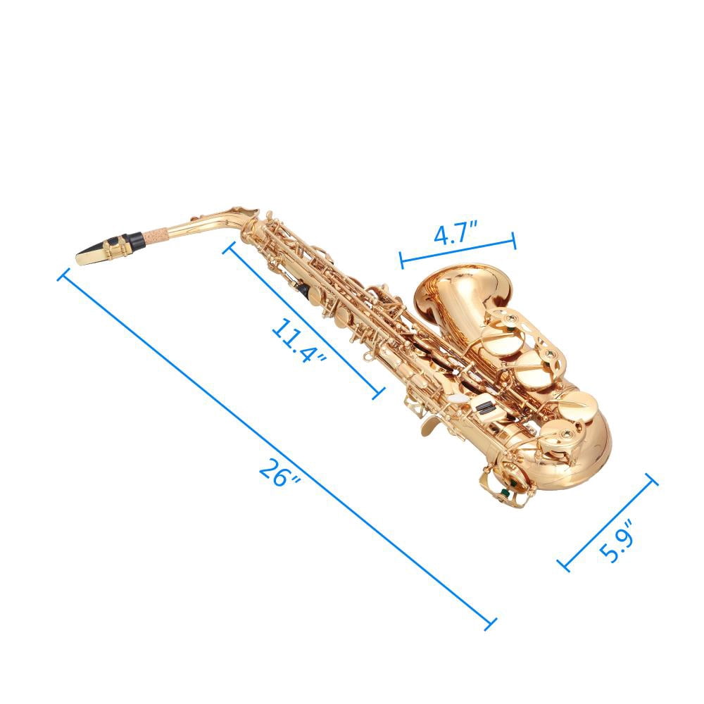 Glarry Professional Eb Alto Saxophone Kit with 11 Reeds/Case/Carekit, Gold
