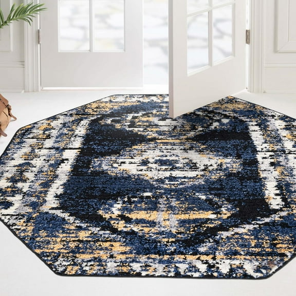 Unique Loom Tagine Collection Area Rug - Soraya (7' 10" Octagon Blue/Gray)