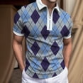 thumbnail image 3 of Mens Polos Shirts Fashion Zipper Turn-Down Printing Strip Raglan Short Sleeve Mens Knit Tops,Purple,XL, 3 of 7