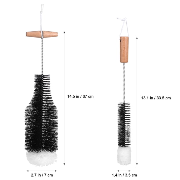 PENIKOKO 2-Pack Stove Chimney Cleaning Brush Set with Handle and Stainless Steel Wire, Black