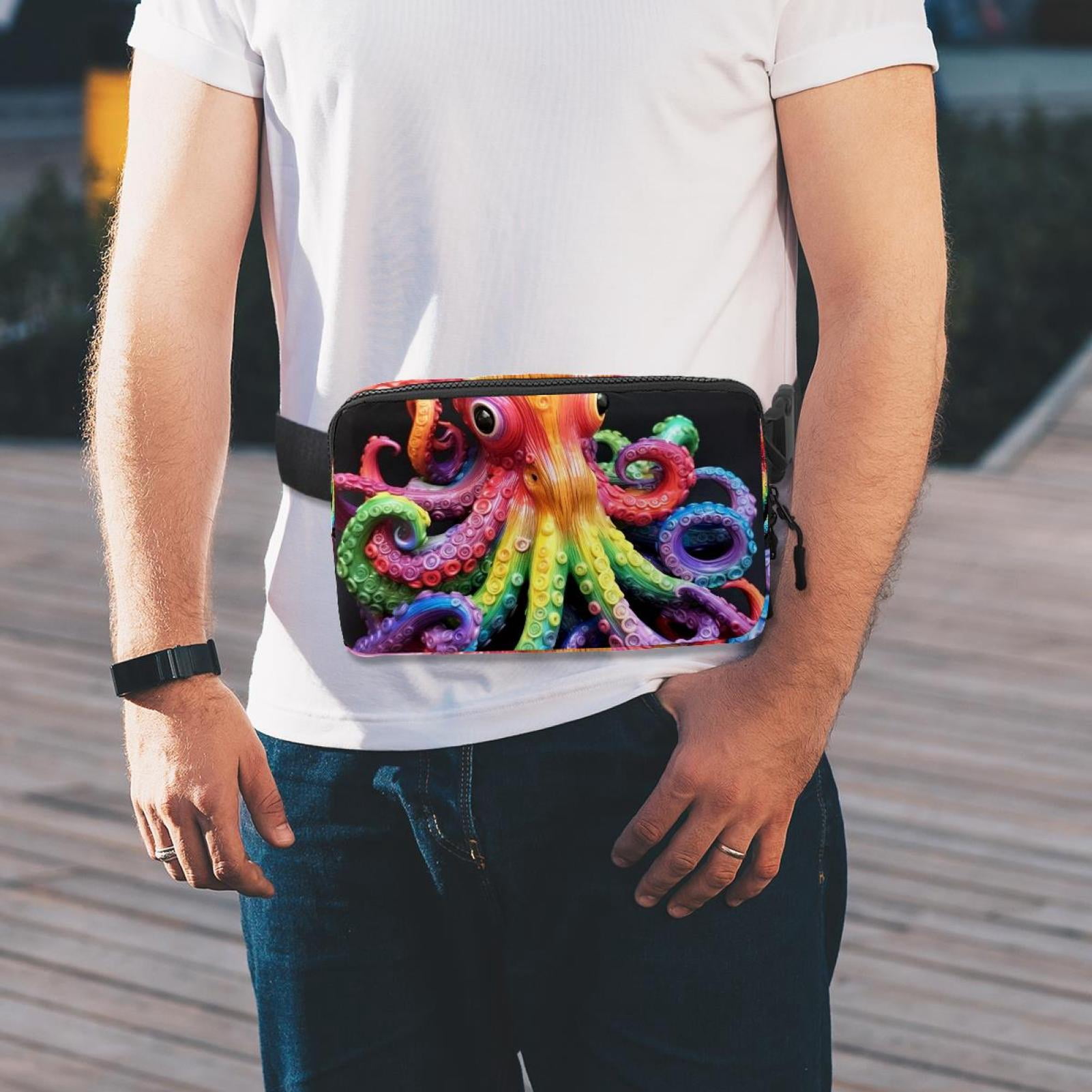 Octopus Lightweight Adjustable Crossbody Bag with Extension Strap - Unisex Fanny Pack Waist Pack Cross Body Bag