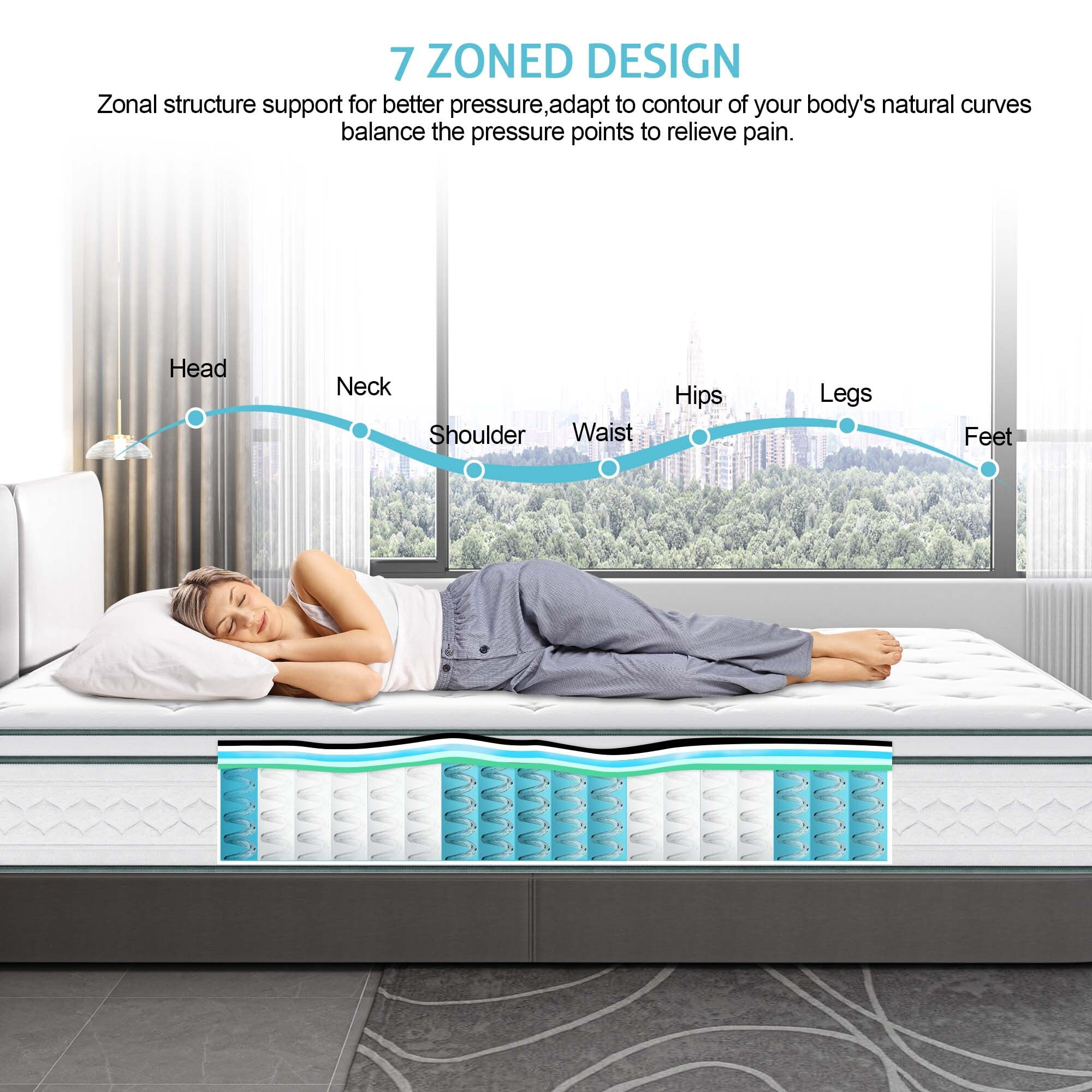 12 inch Queen Gel Memory Foam Mattress for Cool Sleep & Pressure Relief, Medium Firm Mattresses Bed-in-a-Box/Pressure Relieving