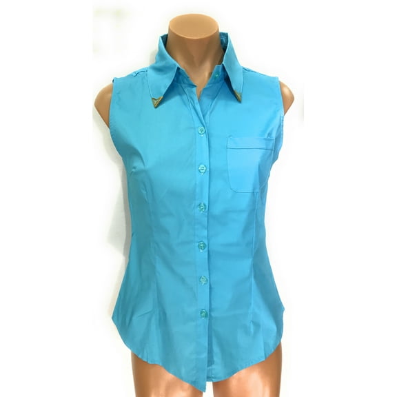 Sleeveless One pocket Button Down Shirt