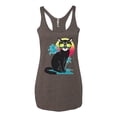 thumbnail image 2 of Cool California Beach Kitten Silhouette Sun Cat | Womens Cat Lover Premium Tri-Blend Racerback Tank Top, Brown, X-Large, 2 of 4