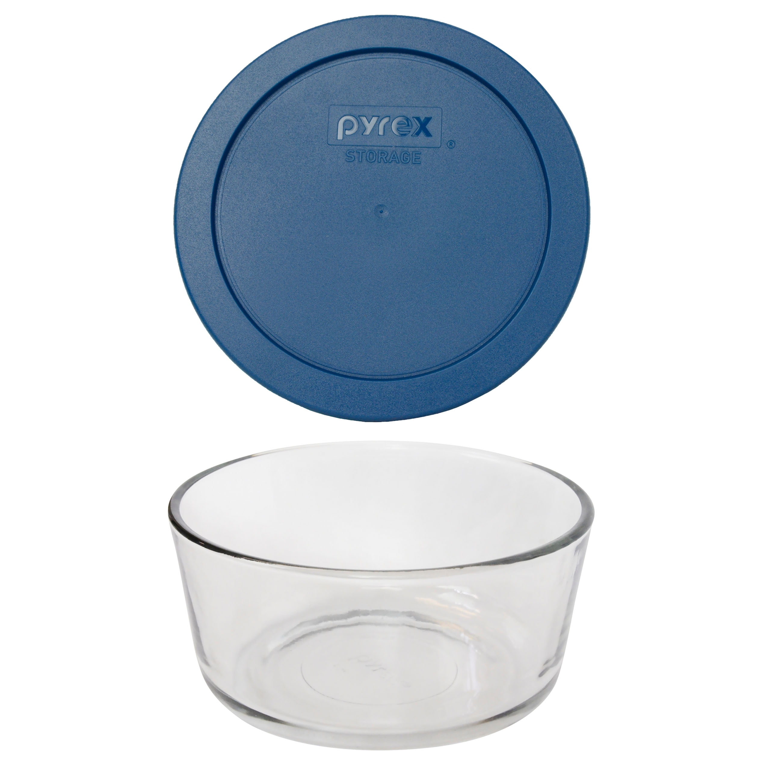 Pyrex 7201 4Cup Round Glass Food Storage Bowl and 7201PC Blue Spruce